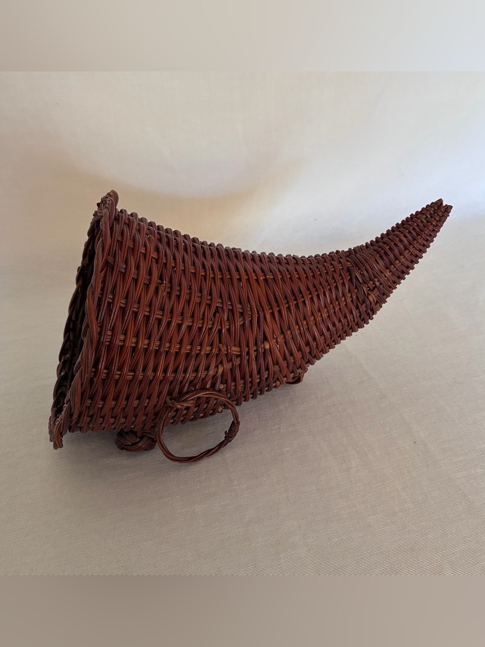 Vintage Woven Cornucopia Basket Thanksgiving Fall Decor